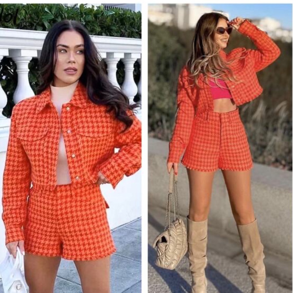 Zara Orange Tweed Set